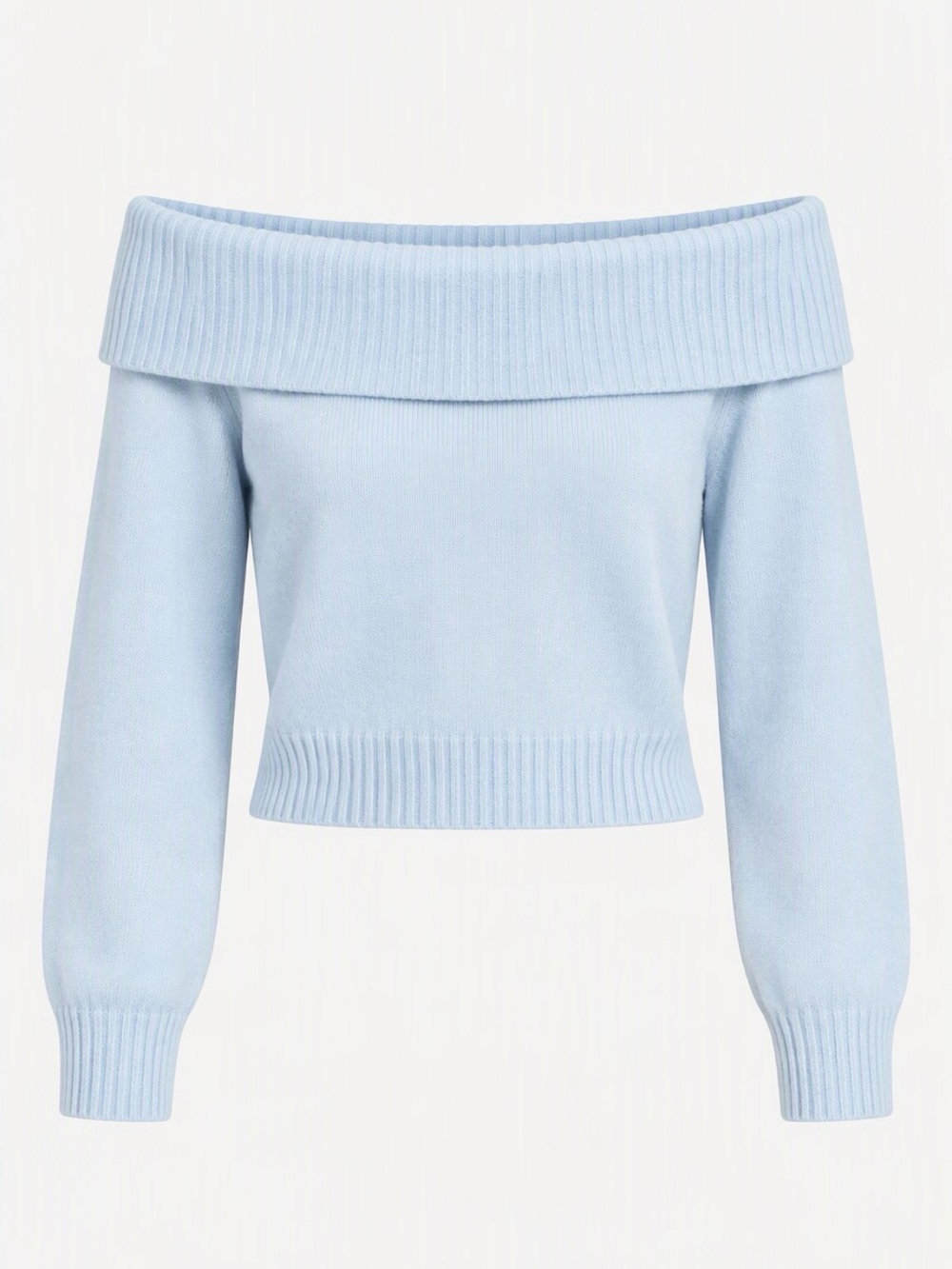 HM divided Off-Shoulder Light Blue Women's Sweater